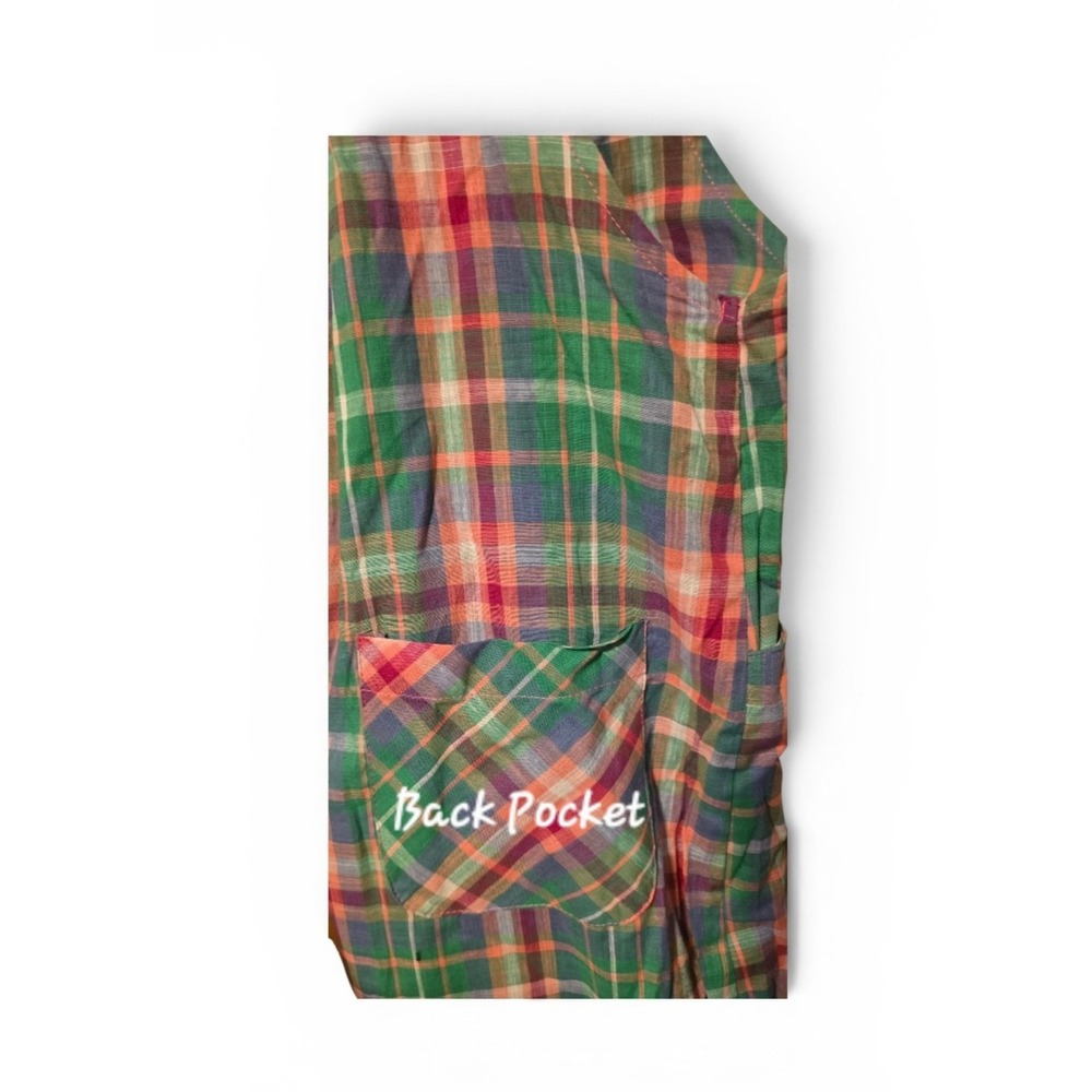 BIBI Womens Green Pink Plaid Cotton Wide Leg Overalls Jumpsuit IB1130J-26 New - Picture 5 of 8